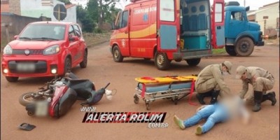Rolim de Moura – Acidente envolvendo carro e moto é registrado no Bairro Boa Esperança