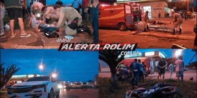 Rolim de Moura – Motociclista e passageiro ficam gravemente feridos após se envolverem em acidente com caminhonete no Centro da cidade