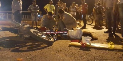 Rolim de Moura  -  Pai e filha ficam feridos ao serem atingidos por carro no Centro da cidade 
