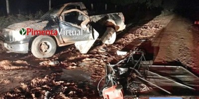 Casal é feito refém durante assalto em Pimenta Bueno e criminosos capotam caminhonete durante a fuga