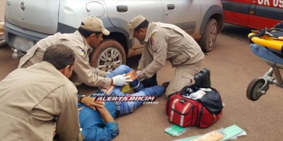 Rolim de Moura  - Motociclista fratura fêmur após se chocar contra carro que avançou a via preferencial no Centro da cidade