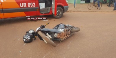 Rolim de Moura  - Moto e carro colidem no cruzamento da Rua Rio Madeira com Avenida Cuiabá 