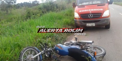Rolim de Moura – Morador de Cacoal fica ferido ao sofrer queda de moto na RO-383