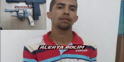 Rolim de Moura – Suspeito é preso pela PM com celular roubado, arma de fogo, simulacro de arma e droga