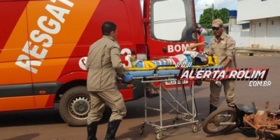 Rolim de Moura - Mãe e filha ficam feridas ao serem atingidas por carro no Centro da cidade; A passageira fraturou braço e perna 