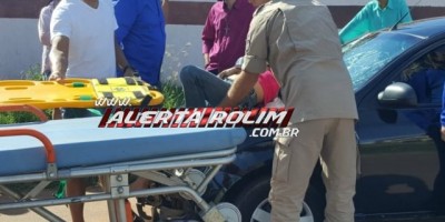 Rolim de Moura - Após ser atingida por carro, passageira de moto percorre por mais de 30 metros em cima do capô do veículo 