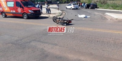 Acidente entre carro e moto deixa uma vítima fatal no trevo que da acesso ao aeroporto de Cacoal