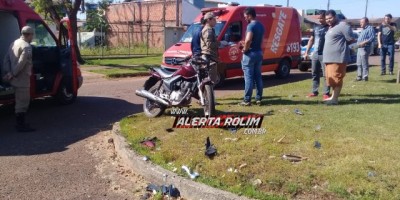 Rolim de Moura – Motociclista menor de 15 anos é socorrido pelos bombeiros, após sofrer queda durante a pratica de direção perigosa
