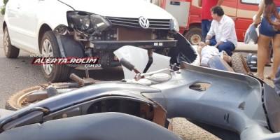 Rolim de Moura - Motociclista fratura perna após ser atingido por carro conduzido por adolescente 
