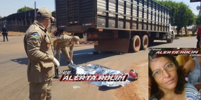 Rolim de Moura -  Identificada professora que morreu após ser atropelada por caminhão boiadeiro no Bairro Olímpico 