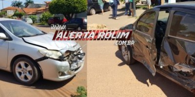 Rolim de Moura -  Viatura da Polícia Civil é atingida por Corolla no cruzamento da Avenida Cuiabá com Rua Barão de Melgaço 