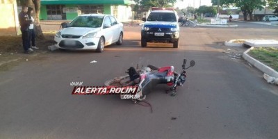 Rolim de Moura - Colisão entre carro e moto resulta em uma vítima lesionada 