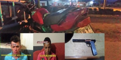 Novo Horizonte -  Dupla é presa pela PM com arma de fabricação caseira e moto com restrição de furto 