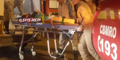 Rolim de Moura – Homem fratura perna e mulher sofre escoriações em acidente de trânsito no cruzamento da Rua Rio Madeira com Avenida 25 de Agosto 