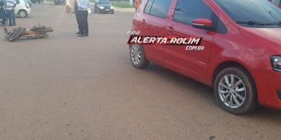 Rolim de Moura - Carro e moto colidem no Centro da cidade 