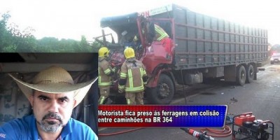 Motorista de boiadeiro morre após bater na traseira de caminhão na BR 364