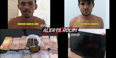 Rolim de Moura – Após furto em estabelecimento comercial dois suspeitos são presos pela PM; TV é recuperada, droga e dinheiro foram apreendidos
