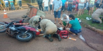 Rolim de Moura – Condutores inabilitados colidem motos no Bairro Cidade Alta e uma criança que estava na garupa sofre fratura exposta em sua perna
