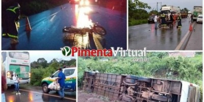Motociclista morre e ônibus tomba na BR-364 no Distrito do Riozinho
