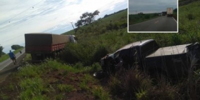 Vídeo flagra acidente entre Hillux e duas carretas em rodovia de Mato Grosso