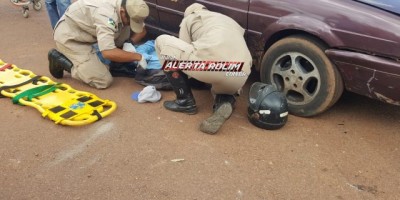Rolim de Moura - Carro e moto colidem no Boa Esperança e uma pessoa fica ferida 
