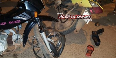  Rolim de Moura – Duas motos colidem em cruzamento do Bairro São Cristóvão nesta noite de sábado 