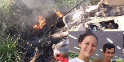Machadinho – Casal morre em grave acidente de trânsito onde moto pegou fogo após a colisão entre carro 