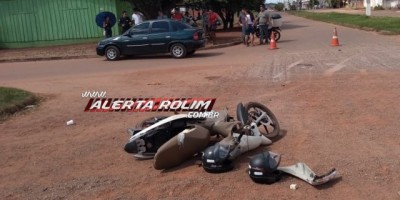 Rolim de Moura – Mulher fratura perna após colidir em veículo que avançou a via em cruzamento no Centro da cidade 