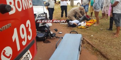Rolim de Moura – Motociclista fratura perna após colidir frontalmente contra caminhonete no Centro da cidade 