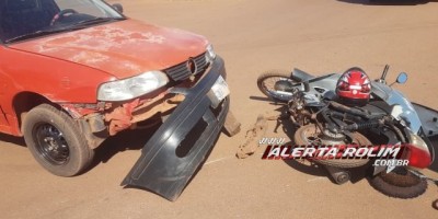 Rolim de Moura – Condutor de carro avança via e colide em motoneta na Avenida Norte Sul