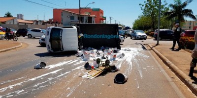 Vídeo: Caminhão tomba na Jorge Teixeira após ser atingido por carro de passeio, em Porto Velho