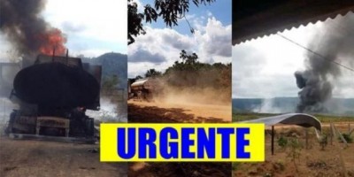 VÍDEO: População queima caminhão de combustível que ia abastecer viaturas da PF e IBAMA em Espigão do Oeste
