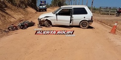 Migrantinópolis – Após acidente entre carro e moto na Zona Rural do Distrito, motociclista é socorrido em estado grave ao Hospital
