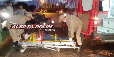 Rolim de Moura – Motociclista é socorrido pelos bombeiros após sofrer queda na saída da cidade
