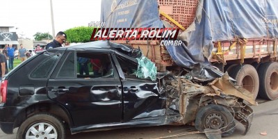 Nova Brasilândia – Após apresentar pane mecânica, caminhão desgovernado atinge moto, carro de passeio e outro caminhão na Avenida JK