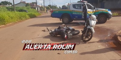 Rolim de Moura – Duas mulheres ficam feridas após colisão de motos na Rua Parnaíba  - Vídeo