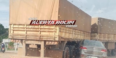 Rolim de Moura – Colisão entre carreta e carro de passeio é registrada no Bairro Beira Rio 
