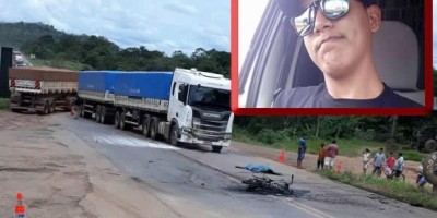 Jovem morre após bater moto de frente com carreta na BR-364, em Ariquemes 