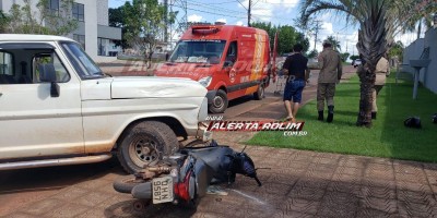 Rolim de Moura – Colisão entre moto e caminhonete resulta em um ferido nesta tarde de terça-feira 