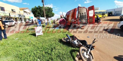Colisão entre carro e moto na Av. Norte Sul resulta em uma pessoa ferida, em Rolim de Moura 