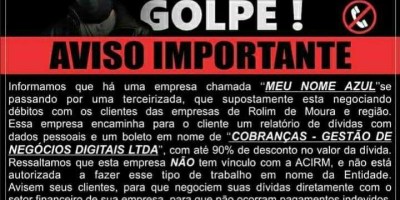 ACIRM alerta sobre golpe de renegociação de débitos