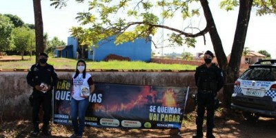 Policia Militar apoia campanha contra queimadas, em Cacoal