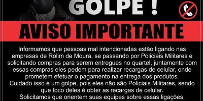 Criminosos estão se passando por policiais militares e aplicando golpes em comércio de Rolim de Moura, informa ACIRM