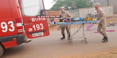 Criança é atropelada por moto enquanto andava de bicicleta pela Avenida São Paulo, em Rolim de Moura 