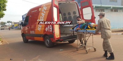 Mulher sofre fratura em uma das pernas em acidente de trânsito na Avenida Norte Sul, em Rolim de Moura 