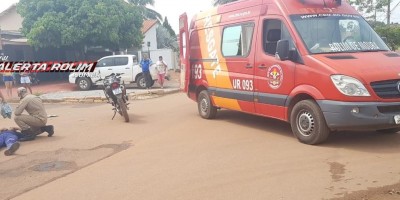 Acidente de trânsito entre carro e moto é registrado nesta tarde de quinta-feira, em Rolim de Moura 