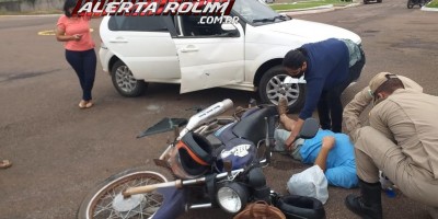 Colisão entre carro e moto deixa dois feridos nesta quinta-feira, em Rolim de Moura 