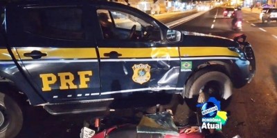Motociclista bate contra viatura da PRF que realizava blitz na BR-364, em RO