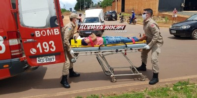 Motociclista inabilitado sofre lesão na face após se chocar contra carro no Bairro Cidade Alta, em Rolim de Moura 