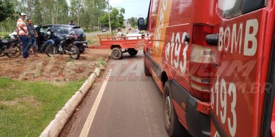 Colisão envolvendo carro e moto deixa um ferido nesta manhã de sábado, em Rolim de Moura